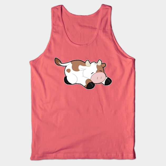 Sleepy Cow - Brown Tank Top by MissOstrich